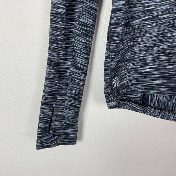 Athleta Womens Heathered Grey Striped Quarter-Zip Pullover Athletic Top Womens S - Picture 2 of 9